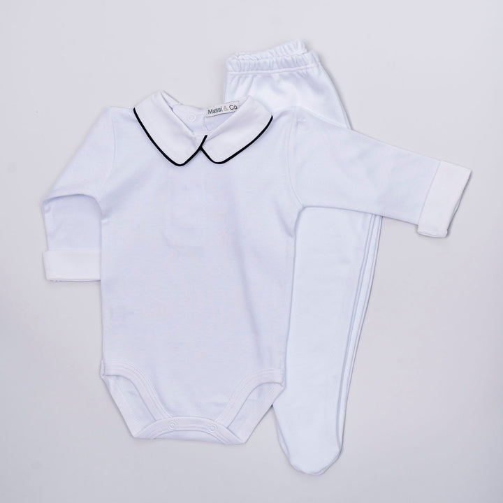 Navy Collar Bodysuit Set